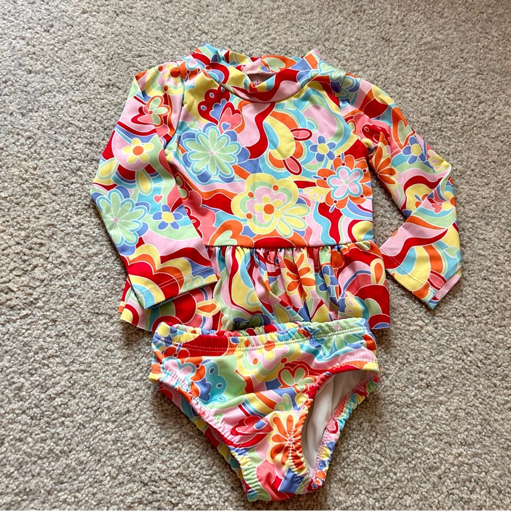 Penelope Mack Multicolor Floral Kids Rashguard Set 2T